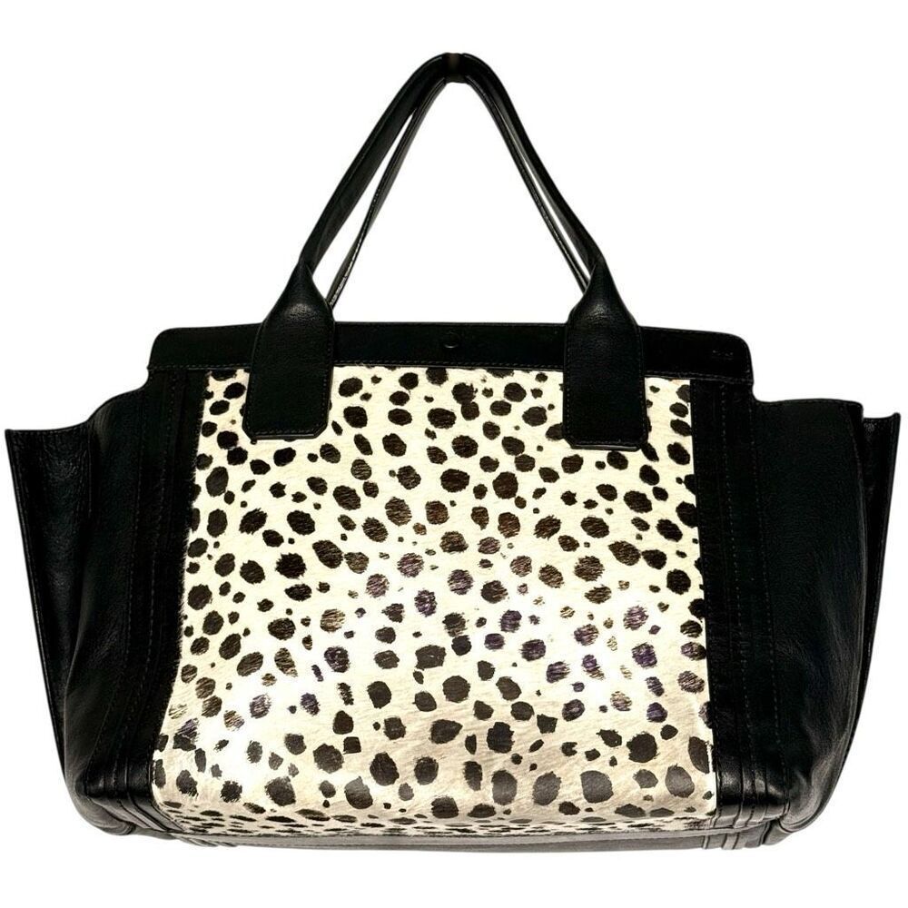 Chloé Alison East-West Tote – Pony Hair & Black Leather – Cream/Black